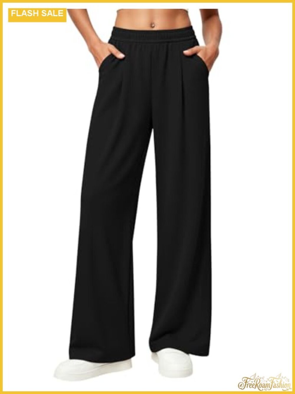 Wide Leg Pants Women Pull-On High Rise Palazzo